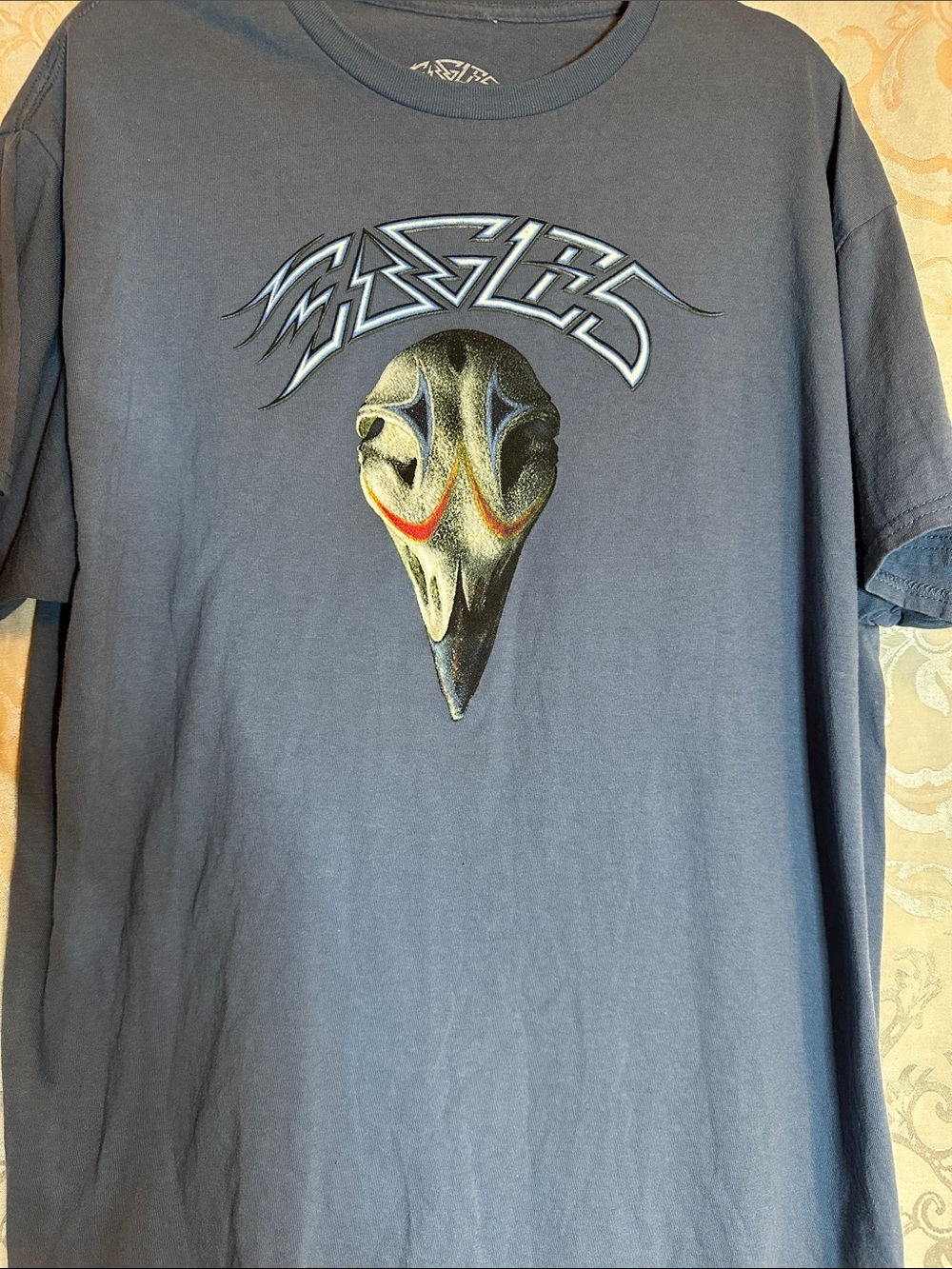 Eagles Short Sleeve Men's Graphic Tee Slate Blue Bird Skull 70s Classic Rock